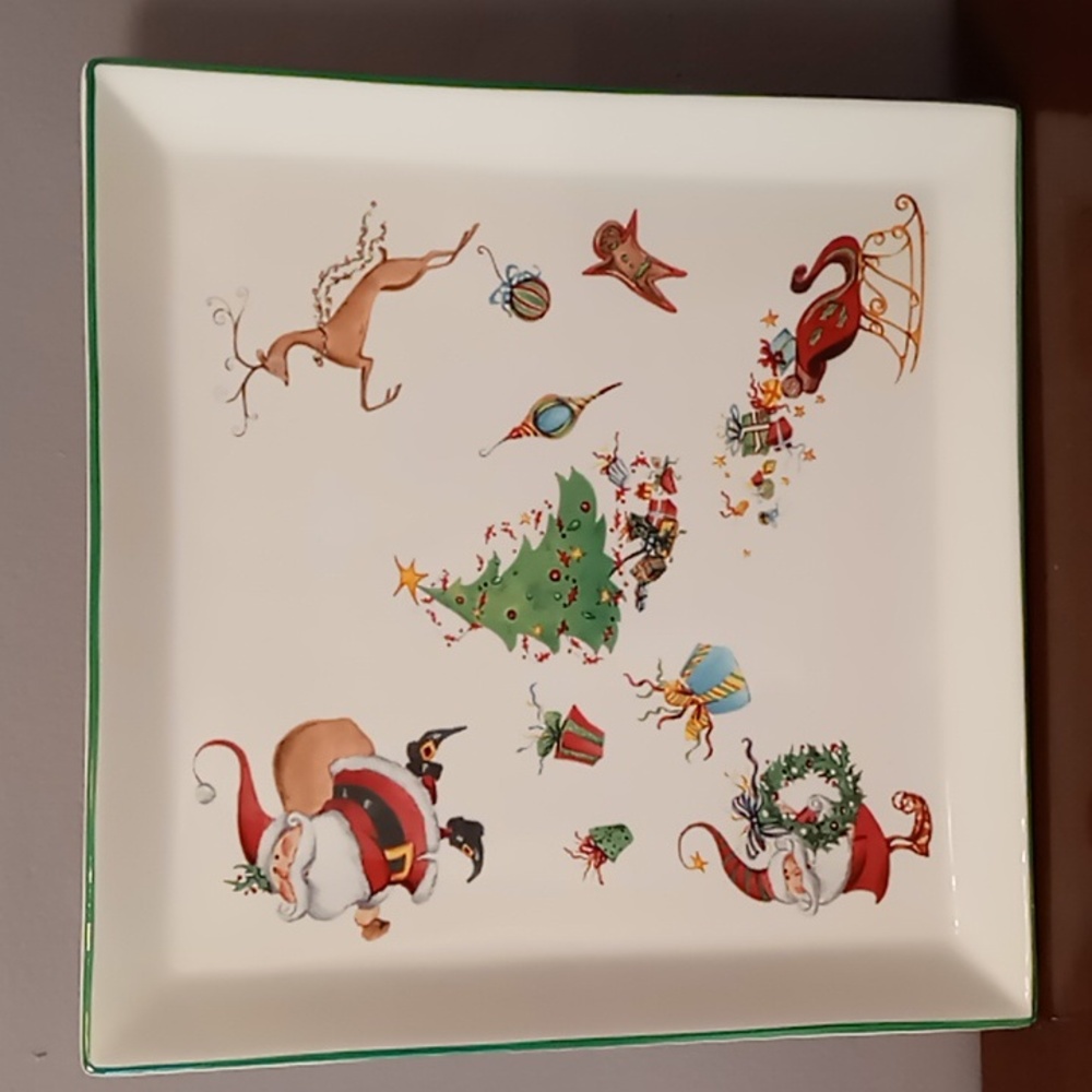 Blitzen & Co Christmas Visions Holiday Square Plate w Box